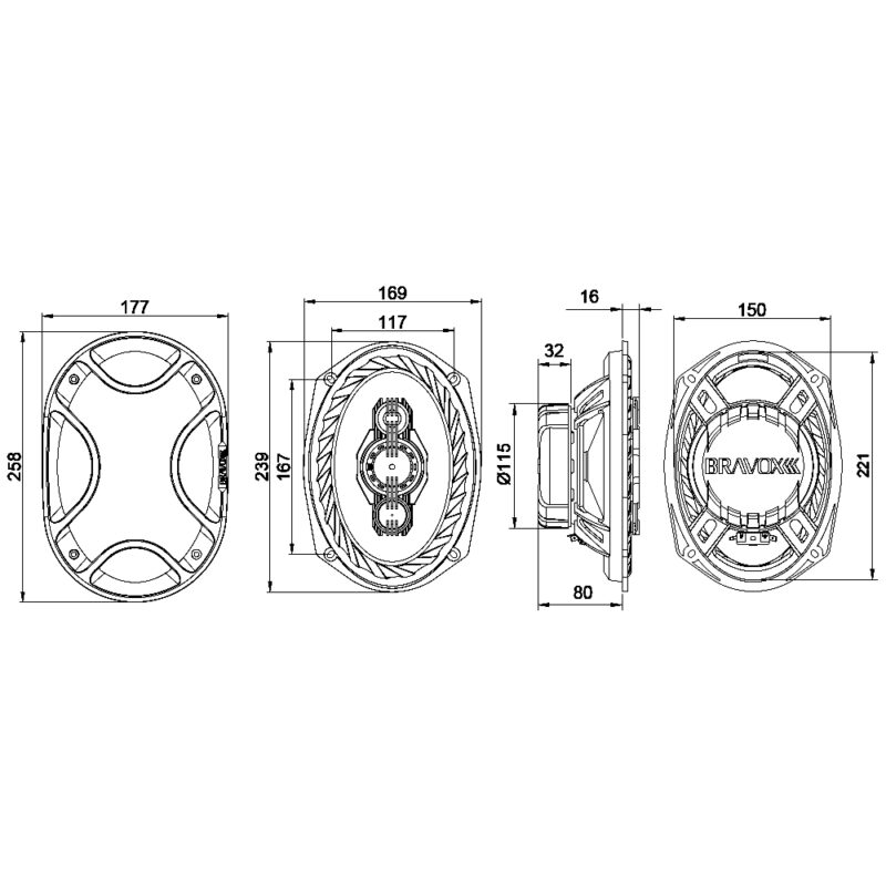 Alto Falante Bravox Quadriaxial B4x69p 6x9 Polegadas / 320w - Imagem 5