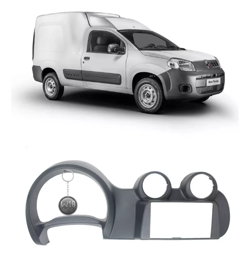 Combo 2 Din Moldura Painel Multimídia Grafite Fiat Uno Vivace e Fiorino - Imagem 1