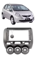 Combo Moldura Painel Multimídia Mp5 Dvd Grafite Honda Fit