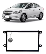 Combo Moldura Painel Multimídia 7 Pol Preto Chevrolet Prisma Joy Cobalt Onix e Spin