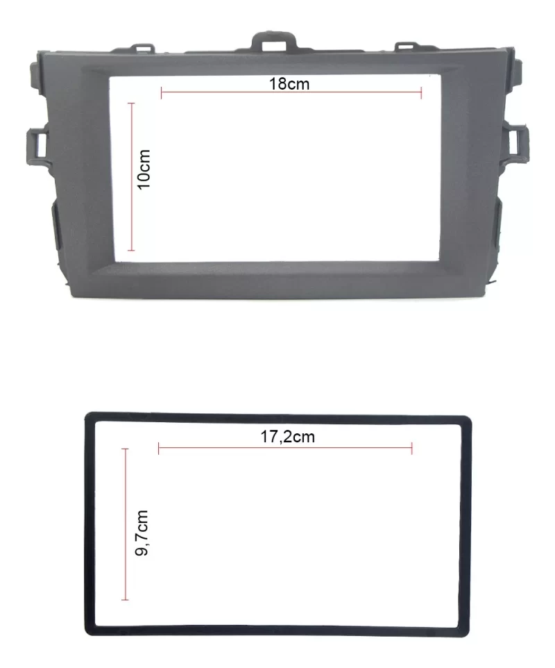 Combo Moldura Painel Multimídia 2 Din Grafite Toyota Corolla - Imagem 2
