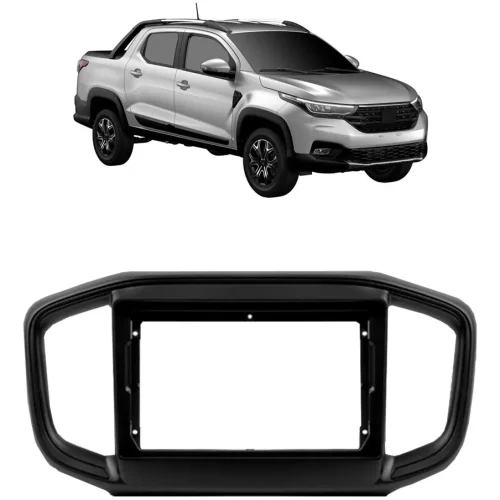 Moldura Acabamento Painel Multimídia 9 Pol Preto Fiat Strada Fiorino e Partner Rapid