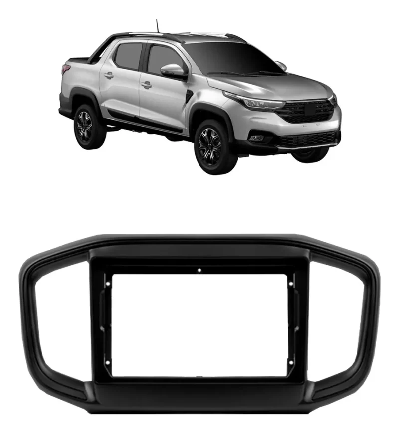 Moldura Acabamento Painel Multimídia 9 Pol Preto Fiat Strada Fiorino e Partner Rapid - Imagem 1