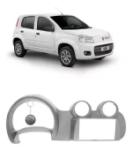 Combo 2 Din Moldura Painel Multimídia Cinza Fiat Uno Vivace e Fiorino