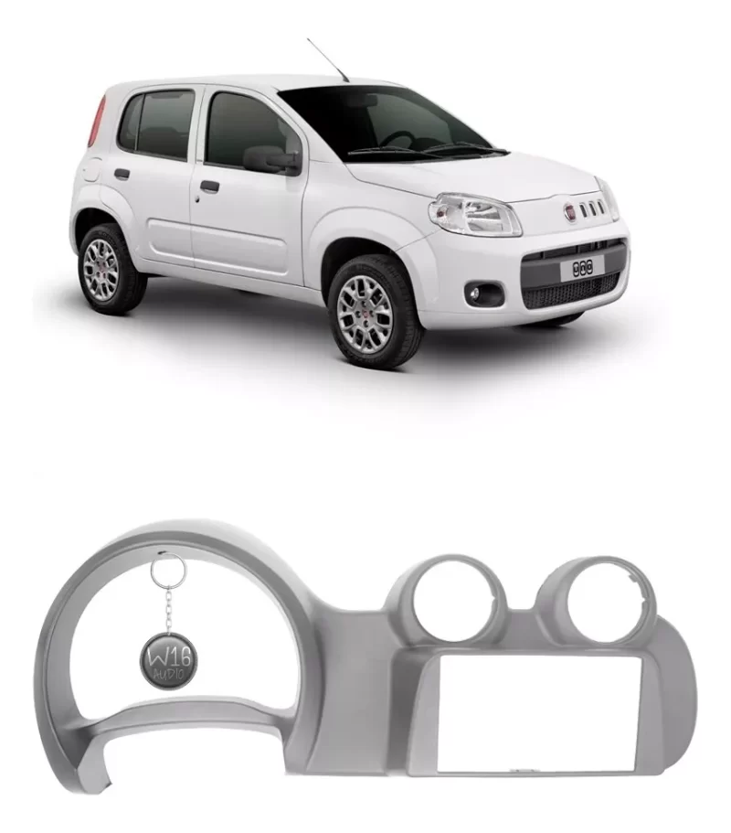 Combo 2 Din Moldura Painel Multimídia Cinza Fiat Uno Vivace e Fiorino - Imagem 1