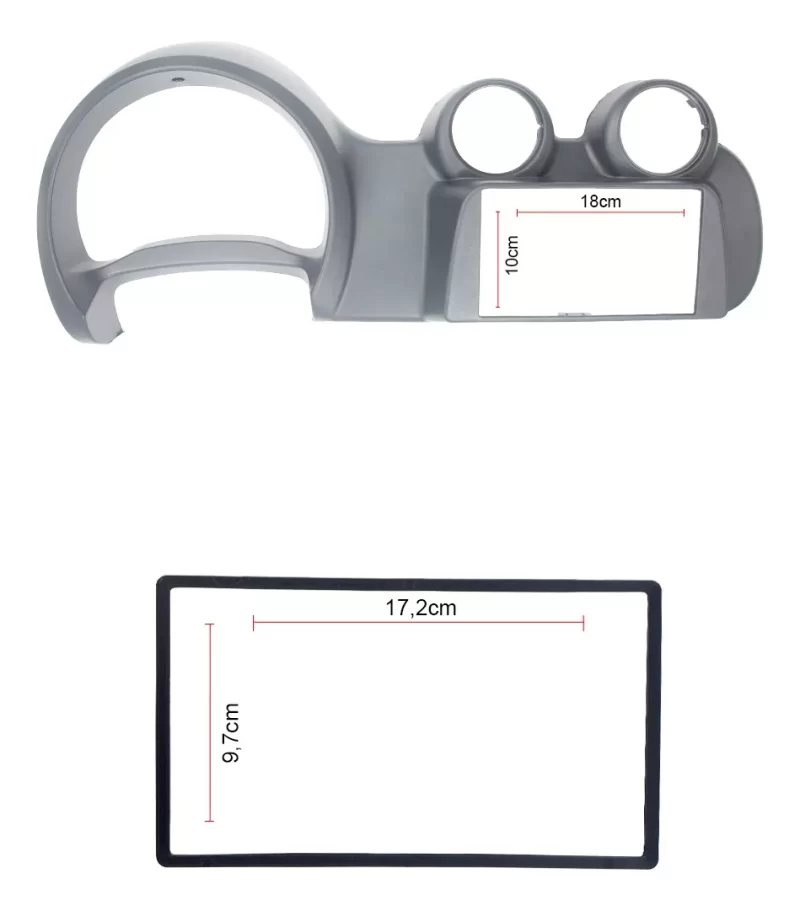 Combo 2 Din Moldura Painel Multimídia Grafite Fiat Uno Vivace e Fiorino - Imagem 3