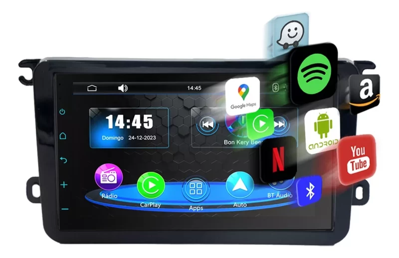 Kit Central Multimídia Carplay 2 Din Preta Volkswagen Amarok - Imagem 2