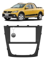 Moldura Painel Multimídia Preta 2 Din Mp5 Vw Saveiro Tropper Cross Voyage e Gol