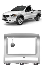 Moldura Painel Multimídia Prata 2 Din Mp5 Dvd Fiat Strada Palio Siena Idea Weekend