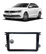 Moldura Painel Multimídia Preta 2 Din Mp5 Volkswagen Jetta Passat Variant Tiguan Amarok Fusca Gol Voyage Saveiro Fox