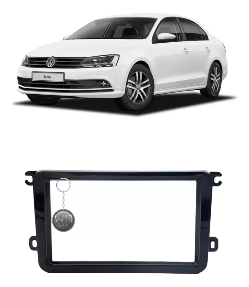 Moldura Painel Multimídia Preta 2 Din Mp5 Volkswagen Jetta Passat Variant Tiguan Amarok Fusca Gol Voyage Saveiro Fox - Imagem 1