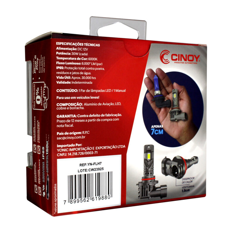 Lâmpada de Led Cinoy Star 1:1 6000 Lumens H7 - Imagem 5