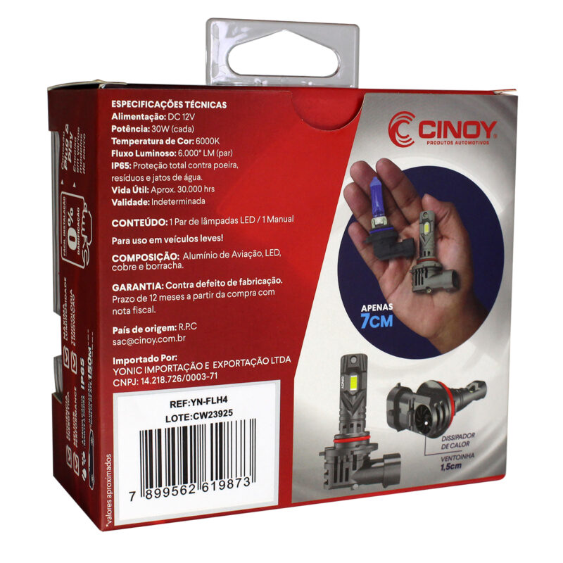 Lâmpada de Led Cinoy Star 1:1 6000 Lumens H4 - Imagem 5