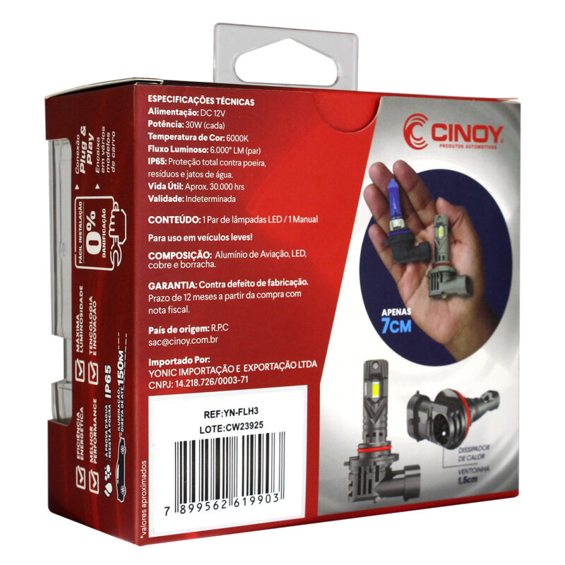 Lâmpada de Led Cinoy Star 1:1 6000 Lumens H3 - Imagem 4
