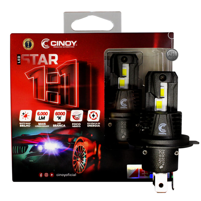 Lâmpada de Led Cinoy Star 1:1 6000 Lumens H4 - Imagem 1