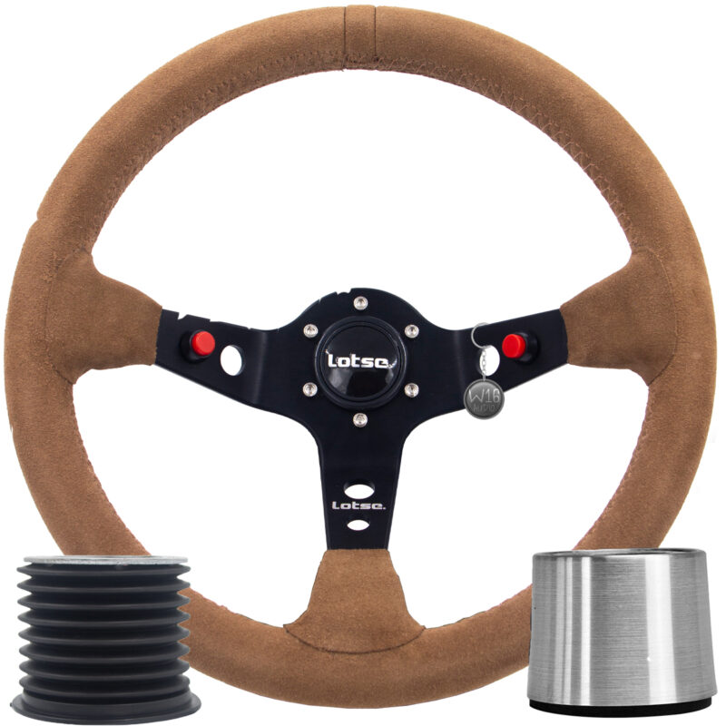 Volante Camurça Monocromático Lotse Dakar + Cubo - Imagem 1