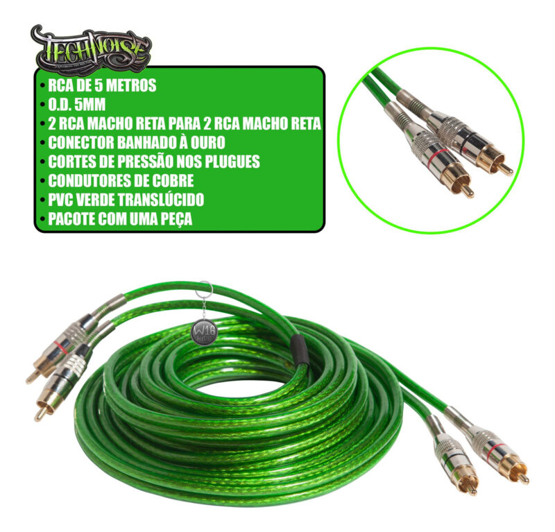 Par Cabo Rca Technoise 400p Som Automotivo Qualidade 5 Metro - Imagem 3