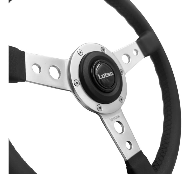 Volante Classico Lotse Britan Couro Preto Haste Polida - Imagem 4