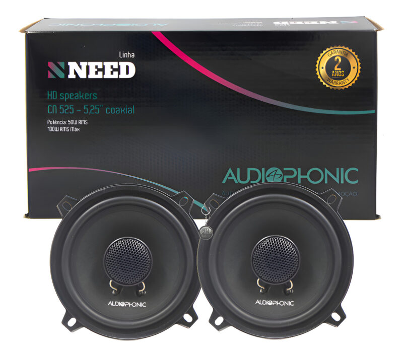 Kit Coaxial 5 Polegadas Audiophonic Need Cn 525 100 Rms Preto - Imagem 1