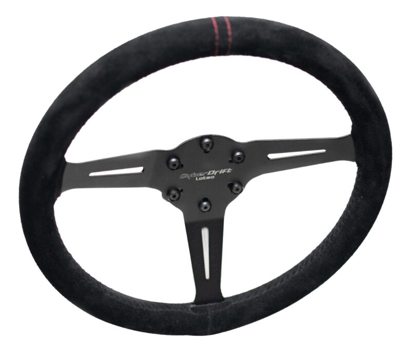 Volante Lotse Fiorano Couro Haste Black Com Linhas Vermelhas - Imagem 2