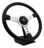 Volante Classico Lotse Britan Couro Preto Haste Polida - Imagem 2