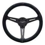 Volante Lotse Fiorano Couro Haste Black Com Linhas Vermelhas