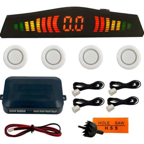 Sensor De Ré Estacionamento Cinoy 4 Pontos Sonoro Universal Branco