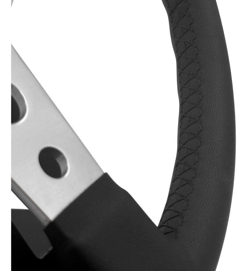 Volante Classico Lotse Britan Couro Preto Haste Polida - Imagem 5